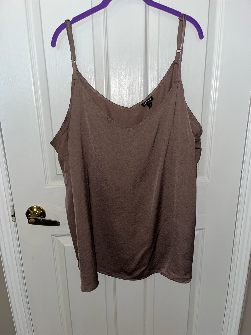 torrid Taupe Brown Satin V-Neck Cami with Adjustable Straps
